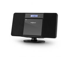 Oneconcept V-13-BT - Stereo CD, Mini Impianto Stereo Compatto, Bluetooth, Lettore CD MP3, Display LCD, Porta USB MP3, AUX-In, Sveglia, Telecomando, BassBoost, Montaggio a Parete, Nero