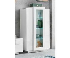 Dmora Vetrina Kevin, Credenza con Tre Ante, Mobile da Soggiorno Multiuso, 100% Made in Italy, cm 80x38h121, Bianco Lucido