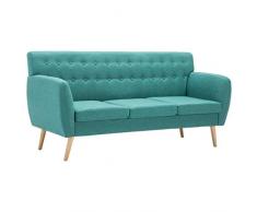 vidaXL Divano a 3 Posti Imbottito in Stoffa 172x70x82 cm Verde Dormeuse Canapé