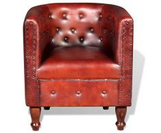 vidaXL Poltrona Poltrone Poltroncina Comoda a Pozzetto in Vera Pelle Marrone