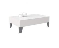 VE.CA-ITALY TAVOLINO BASSO SALOTTO MILTON 80X50 CM IN LEGNO CON PIEDINI, DIVERSE FINITURE ARREDO SOGGIORNO, DESIGN 100% MADE IN ITALY (Piedino alto, Bianco frassinato)