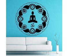Adesivo Murale Rotondo Simbolo Mandala Indiano Soggiorno Meditazione Mobile Yoga Postura Loto Applique 30 X 30 Cm