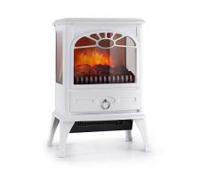 KLARSTEIN Leoben - Camino Elettrico, 900/1800 Watt, fino a 36 m², PanoramaView, Termostato regolabile senza Livelli, Effetto Fiamma a LED, Protezione Surriscaldamento, Bianco