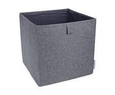Bigso Box of Sweden Cubo portaoggetti per scaffale e armadio – Scatola organizer per giocattoli, vestiti, materiale da ufficio e altro – Contenitore armadio pieghevole in poliestere e cartone – grigio