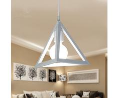 E27 Sospensione Gabbia Lampadario Metallo Retrò Lampada a Sospensione Creativo Lampadario a Soffitto(Bianco)