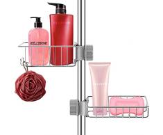 BELSVOR Mensola doccia 2 pezzi, Set di 2 Mensole Doccia senza Foratura, Mensola doccia in acciaio inossidabile, Stoccaggio doccia per bagno/cucina/camera da letto, Mensola da bagno 2 pezzi