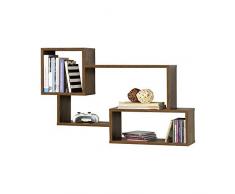 Mensola da Parete/da Muro con 3 Scomparti a Cubo/Rettangolo 87 x 18 x 54 cm Scaffale Pensile con Ripiani Portaoggetti Libreria - Effetto Legno Scuro