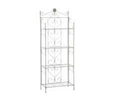 CLP Scaffale in Ferro Lenja Rustico - Scaffale a Muro Decorativo Shabby Chic - Étagère 4 Mensole Grigliate - Porta Fiori Piante Soggiorno o Cucina 160x60x30cm Verde Antico