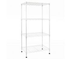 casa pura Scaffale Metallico Rocky | Scaffalatura | Scaffale Acciaio | scaffale componibile | 4 Ripiani Regolabili | 55x35x110cm, Bianco