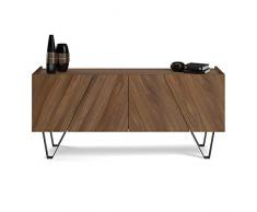 Mobili Fiver, Madia-Buffet 4 ante Emma con gambe nere, Noce Canaletto, Made in Italy
