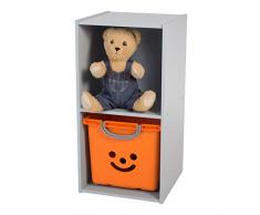 Iris Ohyama, Armadio multifunzionale/Mobili in legno per bambini/Scaffale per giocattoli e libri/Armadio per bambini, Modulare,Design, Casa, scuola - Kids cube shelf - KCX-2 - Grigio