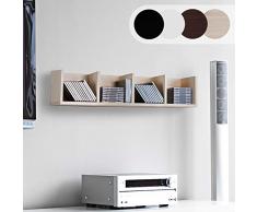 Mensola Porta CD, DVD - da Parete o Terra, Archivazione di 80 CD, 4 Ripiani, 17x92x16,5 cm, Colore a Scelta - Libreria Orizzontale, Scaffale CD, Mobile DVD