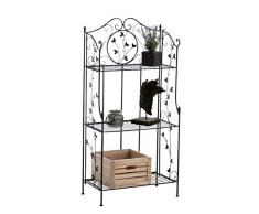 CLP Solida Étagère Reus in Ferro – Scaffale Espositore Richiudibile – Scaffale Mensola 3 Ripiani per Fiori e Piante Aromatiche – Étagère Shabby Chic Verniciata a Polvere Nero