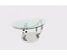 Shine Supporto a 2 Livelli Tondo in Vetro temprato Acciaio Base Girevole allungabile in Motion tavolino, Clear Silver, φ800*420mm