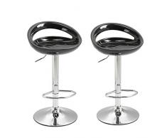 homcom Set 2 Pezzi, Sgabello da Bar Girevole con Poggiapiedi e Altezza Regolabile in Metallo e ABS Nero, 46x41x76-96 cm