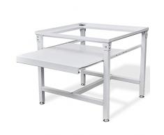 Tidyard Supporto,Alzatina,per Lavatrice,con Mensola Estraibile,in Acciaio,Bianco,60x56,5x53,5 cm,Base Lavatrice Acciaio con Mensola,Piedini Lavatrice,Piedistallo Lavatrice con Mensola Estraibile