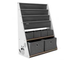 Kinderkraft Scaffale Per Giocattoli Racoon, Mobile Portaoggetti, Organizzatore Per Bambini Da Stabile, Bianco E Grigio, ‎34 x 80 x 100 cm; 12.1 Kg