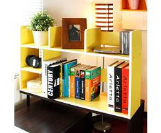 Scrivania Regolabile Scaffale libreria da parete, Moderna Per bambini Mensole legno Organizer storage Cremagliera di esposizione della mensola Per record & libri -giallo 80x20x46cm(31x8x18inch)