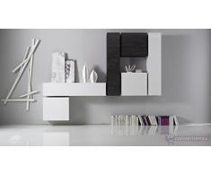 Cube 26 Bianco Laccato Lucido e Rovere Wenghé Porta Tv Parete Attrezzata Moderna