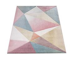 Amazon Brand - Umi Tappeto Solotto Moderno Pelo Corto Sala Moderno Motivo Geometrico Astratto Vari Colori Pastello Dipinto, Colore:Multicolore, Dimensione:120x170 cm