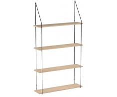 LIFA LIVING Mensola da Muro Vintage, Legno e Metallo, Mensole Decorative sospese da Parete, per Soggiorno, Salotto, Cucina, Diverse Misure (4 Ripiani)