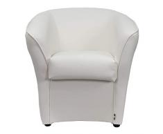 Totò Piccinni Poltrona POZZETTO Imbottita Artigianale in Ecopelle Design Made in Italy (Bianco)