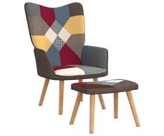 vidaXL Poltrona Relax con Poggiapiedi in Tessuto Patchwork
