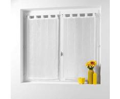 Douceur d Intérieur Linahe coppia tenda con passanti scovolini poliestere, Poliestere, White, 160 x 60 cm