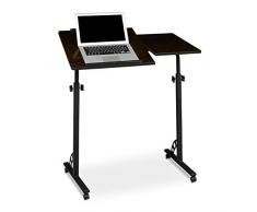 Relaxdays 10020541_46 Tavolino per Notebook/Laptop con Rotelle Regolabile in Altezza, Legno, Nero, 50x80x110 cm