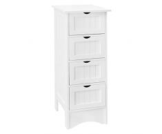 ML-Design Cassettiera Mobile Bagno con 4 Cassetti 30x81x30 cm Armadietto Stile Country Shabby Armadio Mobiletto Portaoggetti Multiuso Salvaspazio Arredo Camera da Letto Soggiorno in Legno MDF Bianco
