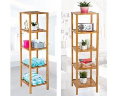 TecTake Scaffale in legno espositore libreria bamboo bagno dispensa ufficio - modelli differenti - (5 ripiani | 33 x 33 x 141 cm | No. 401646)