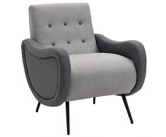 homcom Poltrona Moderna per Camera da Letto o Soggiorno, Poltroncina imbottita in Tessuto Grigio e Metallo, 72x81x86cm