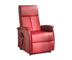Poltrona Relax Motorizzata Reclinabile, 2 Motori, SIENA, Similpelle Rosso, 82 x 75 x 110cm