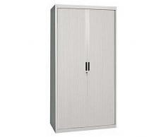 Armadio per archivio in metallo, 1 vano e 2 ante scorrevoli a serrandina, Mis. 1000 L x 450 P x 2000 H mm, serratura a cilindro con chiave
