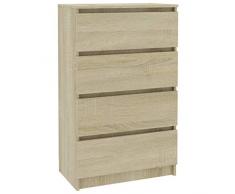 Festnight Credenza Cassettiera Moderna in Truciolato Nero,Credenza Soggiorno Moderna,Credenza con Cassetti,Cassettiera Soggiorno Moderna,Cassettiera Verticale Moderna 60 x 35 x 98,5 cm