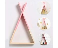 Mensola da muro rosa in stile nordico. Mensola triangolare in legno. Camera dei bambini, salotto e mensole bambini. Scaffale in legno triangolare. Taglia media