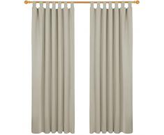 Deconovo Tende Oscuranti Termiche Isolanti 140x290 CM 2 Pezzi, Tende Moderne per Soggiorno Interni, con Passanti, Beige Chiaro
