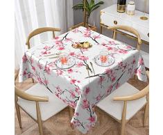 Bella tovaglia con stampa di fiori di ciliegio =>> Tovaglia rotonda da 150 cm x 150 cm, perfetta per tavoli da buffet, feste