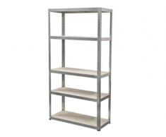 Ironside 140022 - Scaffale in legno e metallo, 180 x 90 cm, 5 ripiani, portata 200 kg