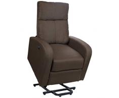 Totò Piccinni Poltrona Relax Reclinabile con Poggiapiedi Imbottita Confortevole (Alzapersona con Massaggio, Tessuto Marrone Chiaro)