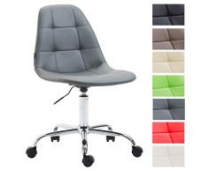 CLP Sedia Ufficio Reims In Similpelle I Sedia Lavoro Con Ruote I Poltroncina Design Imbottita I Sedia Scrivania Regolabile, Colore:grigio