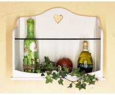 Scaffale a parete con cuore 12027 Scaffale 42cm Vintage Shabby stile country Loft bianco