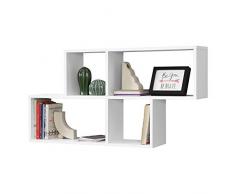 Mensola da Parete con 4 Scomparti a Cubo/Rettangolo 100 x 19,5 x 53 cm Scaffale Pensile con Ripiani Portaoggetti Libreria - Bianco
