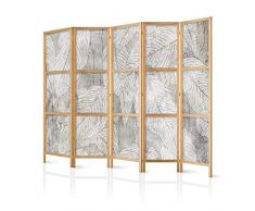 murando Paravento XXL Foglie Natura Abstrait 225x171 5 parti Stampa unilaterale su tela in TNT Parete Divisoria Interno Separatore Stanza Pieghevole Decorazioni Legno Giappone b-C-0813-z-c