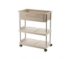 ASDAD Mensola da Bagno Popolare Scaffale A 3 Piani Scaffale Bianco per Collazione Cesto Quadrato Scaffale di Plastica con Puleggia Tipo di Pavimento Scaffale da Cucina Addensante Scaffale da Cucina