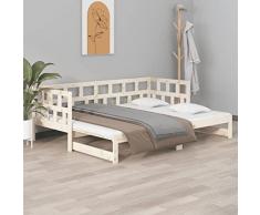 Lechnical Dormeuse Divano Letto Letti Divano Letto Divano Letto Matrimoniale Dormeuse Estraibile in Legno Massello di Pino 2X(90x190) cm Dg