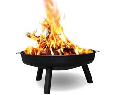 EINFEBEN Braciere da Giardino, Rotondo Camino Esterno con 3 Gambe, Terrazzo Barbecue, Patio Fire Pit in Ghisa, Diametro 75 cm