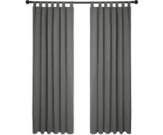 Deconovo Tende Oscuranti Termiche Isolanti 140x245 CM 2 Pezzi, Tende Moderne per Soggiorno Interni, con Passanti, Grigio Chairo