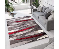 TAPISO Dream Tappeto Camera Soggiorno Salotto Moderno Rosso Grigio Astratto A Pelo Corto 60 x 100 cm