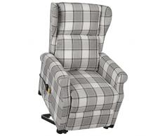 vidaXL Poltrona Alzapersona Massaggio Reclinabile Grigia in Tessuto